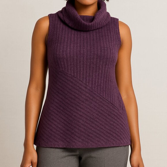 Time & True Women's Small (4-6) Purple Mock Neck Sleeveless Sweater Knit Top - Picture 1 of 13